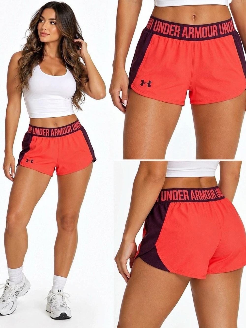 Under Armour Women’s Size Small Coral Burgundy Athletic Running Shorts Logo 12